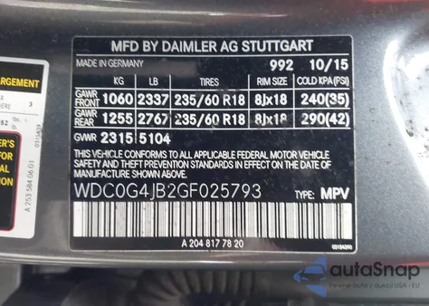 2016 Mercedes-Benz Glc 300 from USA, damaged, VIN WDC0G4JB2GF025793